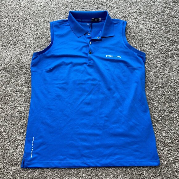 RLX Ralph Lauren Women's Size Medium Golf Polo Sleeveless Shirt Tank Blue - Picture 10 of 10